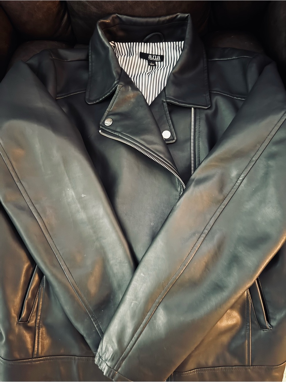 a.n.a Black Faux Leather Rider Jacket